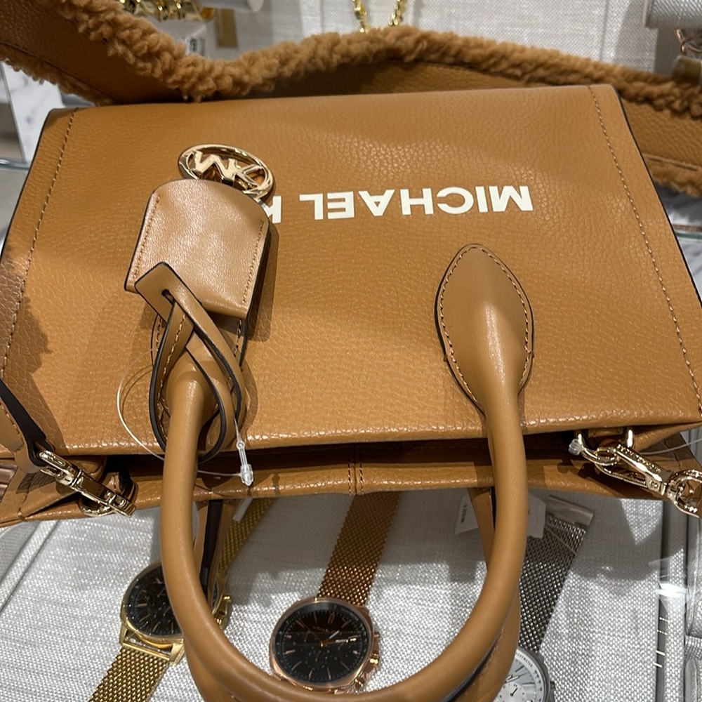 Michael Kors Mirella Small Pebbled Leather Shopper Top Zip Crossbody XBody Bag - Picture 7 of 16
